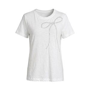 LOFT ELEVATED BASIC CASUAL WEAR JEWELED BOW DETAIL SEMI-FITTED TEE SIZE SMALL
